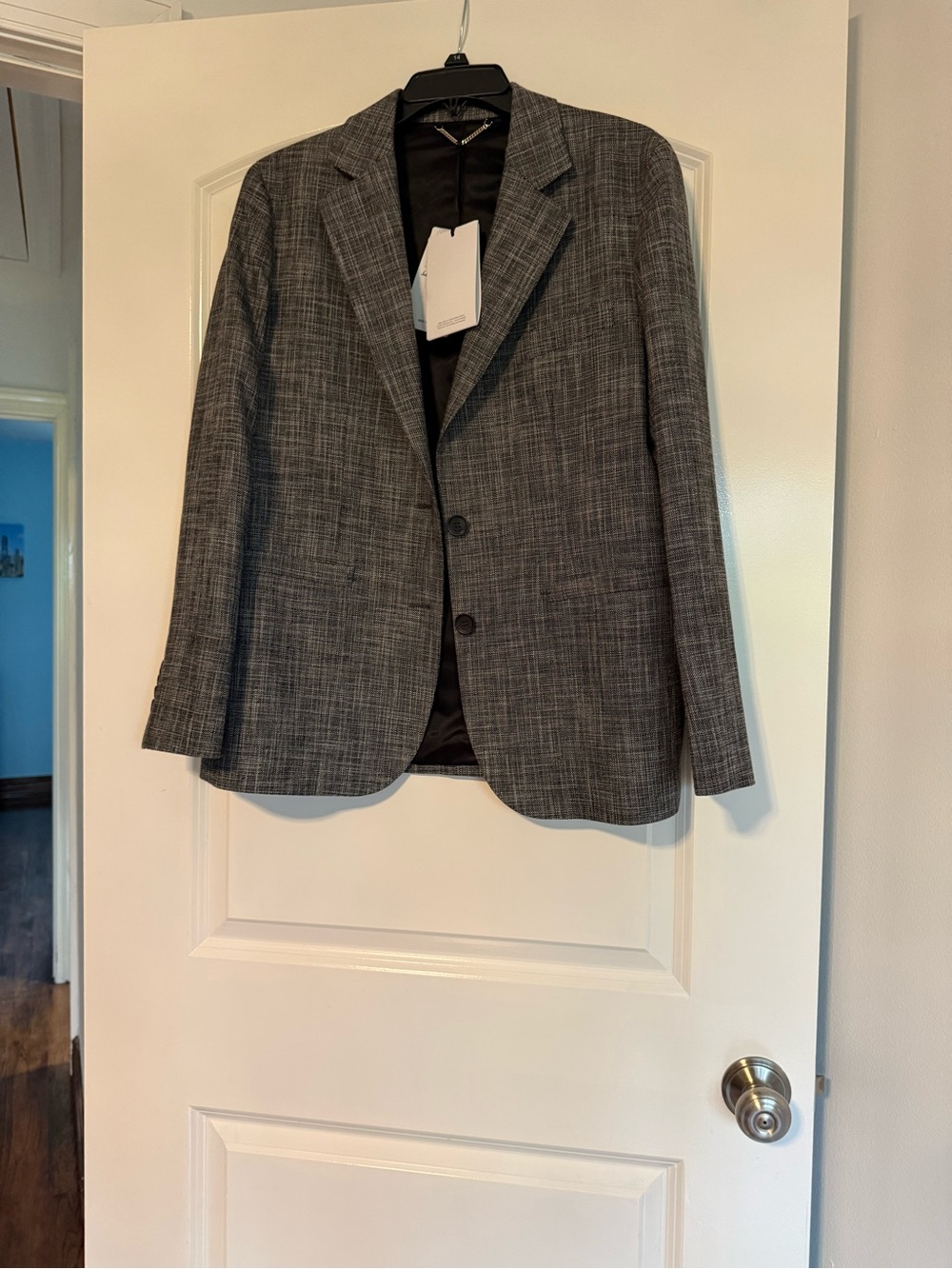 Women’s Gray Textured Two-Button Blazer